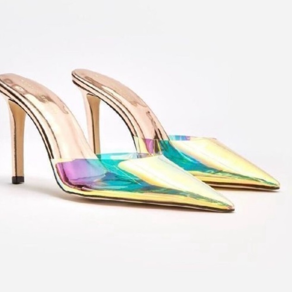 Good American Women’s Cinderella Mule Pumps Rainbows High Heels Slip On Size 7